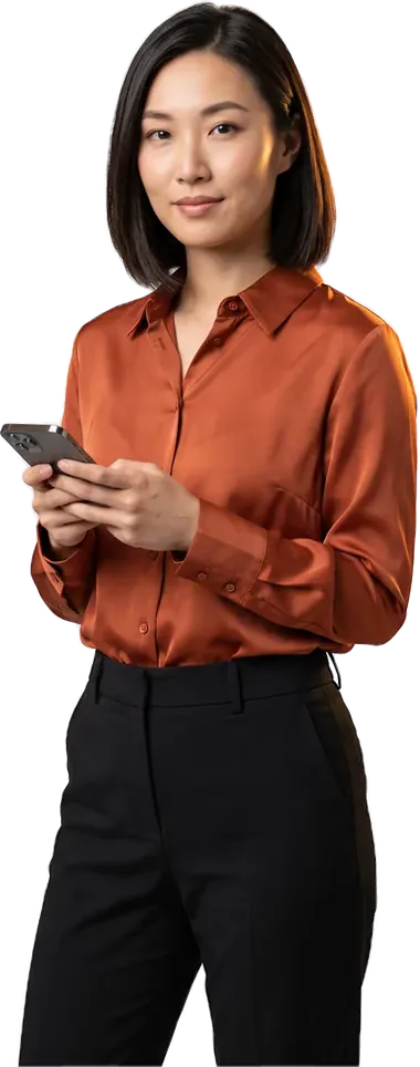 Marketing strategist holding a phone
